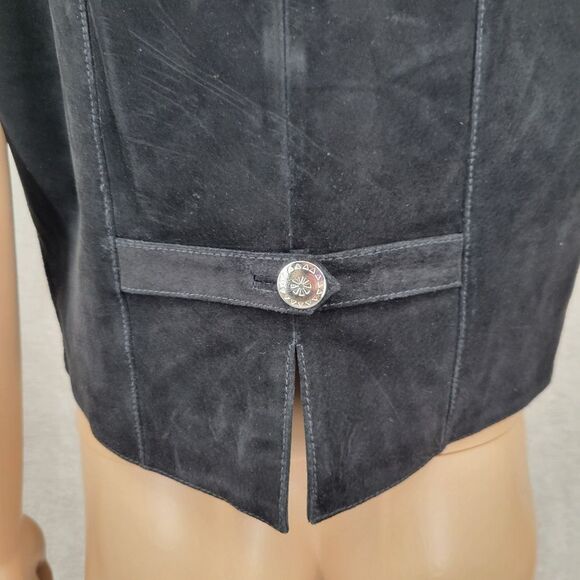 Cripple Creek Vintage Leather Women's Black With White Design Vest Western Boho - Picture 7 of 15